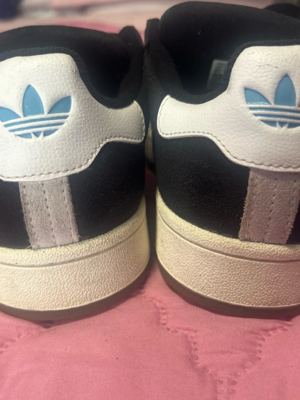 adidas Kids Black Sneakers with Light Blue Stripes